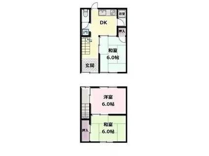 ＪＲ山陽本線 福山駅 徒歩22分 2階建 築49年(3DK/1階)の間取り写真