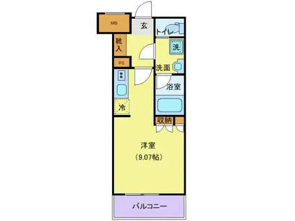 アウローラ日泉(ワンルーム/6階)の間取り写真