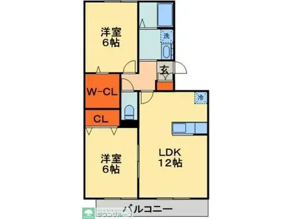 グランデール(2LDK/1階)の間取り写真