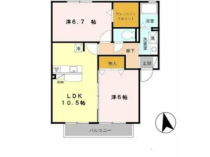 サンヴィレッジ田尻A棟(2LDK/2階)の間取り写真