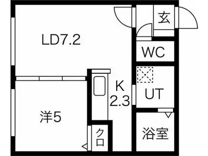 カルムハピネス南郷(1LDK/1階)の間取り写真