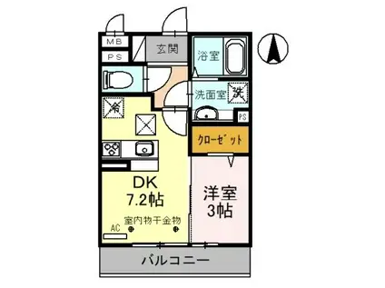 ロンサールII(1DK/3階)の間取り写真