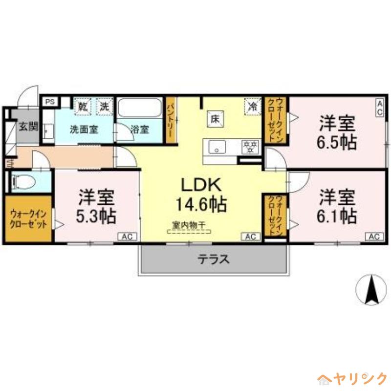 シャンドフルール(3LDK/1階)の間取り写真