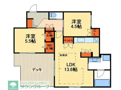 プランドール南流山(2LDK/1階)の間取り写真