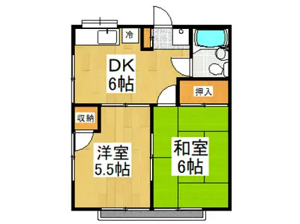 コーポ美園(2DK/2階)の間取り写真