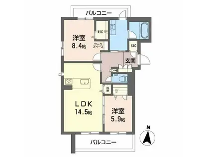 シャーメゾン茶屋ヶ坂(2LDK/4階)の間取り写真