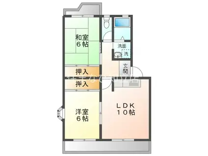 パープルシャトーA(2LDK/3階)の間取り写真