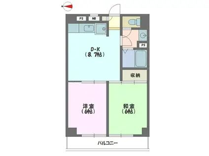 ジョイメイク(2DK/6階)の間取り写真