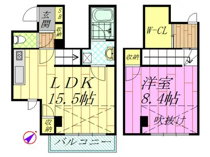 ベルエキップ(1LDK/4階)の間取り写真