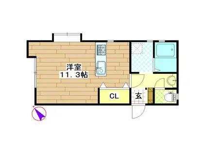 フランボワーズI(ワンルーム/2階)の間取り写真