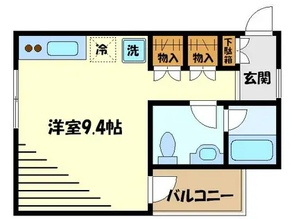フラッツ・DEN-フラッツデン(ワンルーム/2階)の間取り写真