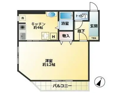 エヌシーパレス(1DK/3階)の間取り写真