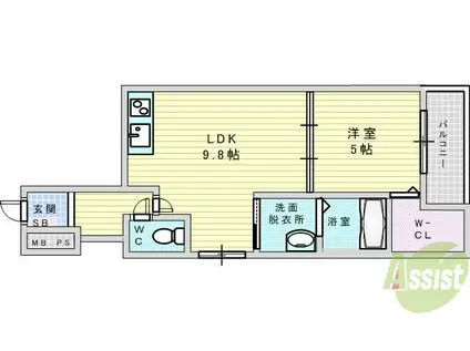 フジパレス淡路Ⅴ番館(1LDK/1階)の間取り写真