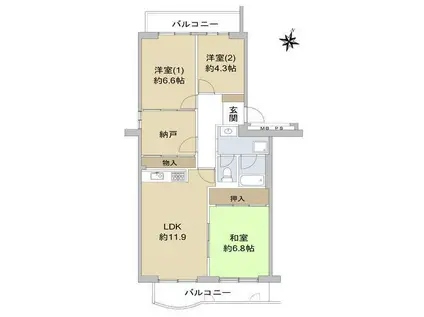 西宮セントポリア2号棟(3SLDK/4階)の間取り写真