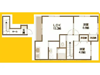 MMヴィラージュII(2LDK/2階)の間取り写真