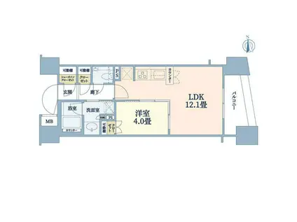 パークホームズ上野(1LDK/12階)の間取り写真