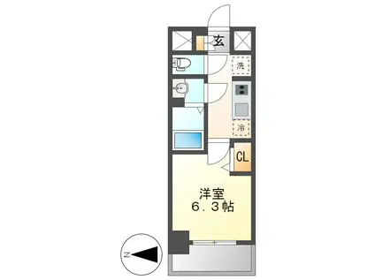 プレサンス太閤通ファシール(1K/7階)の間取り写真