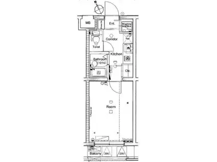仲池上アートレジデンス(1K/2階)の間取り写真