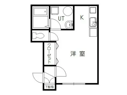 B.BROOM(1K/1階)の間取り写真