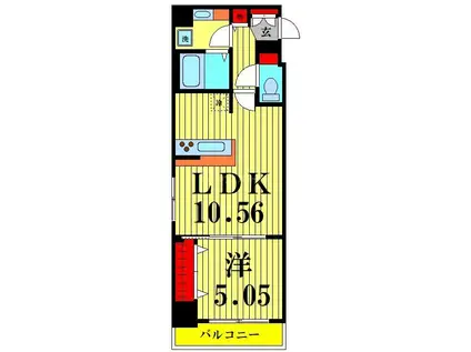 ポラリス菊川(1LDK/5階)の間取り写真