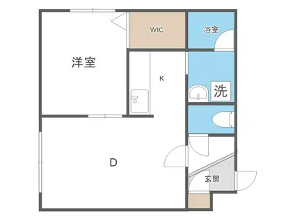 ブランノワール東区役所(1LDK/1階)の間取り写真