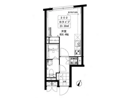 BRANCHE神楽坂(ワンルーム/2階)の間取り写真