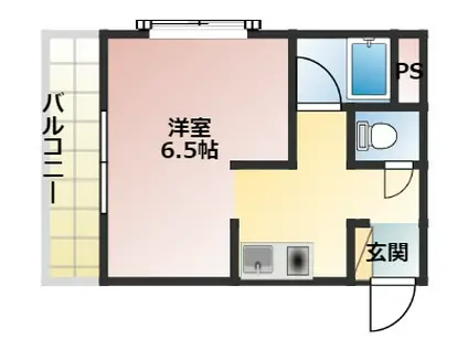 チャイナベル(ワンルーム/2階)の間取り写真