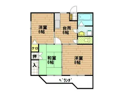 アシニボインA棟(3DK/2階)の間取り写真