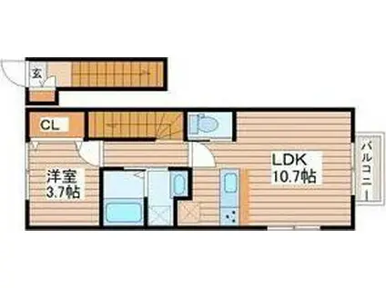 キララ鈎取本町I(1LDK/2階)の間取り写真