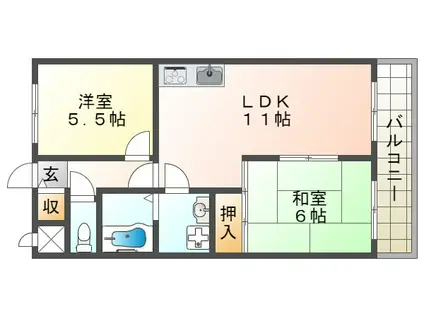 グランセリオ西神戸(2LDK/3階)の間取り写真