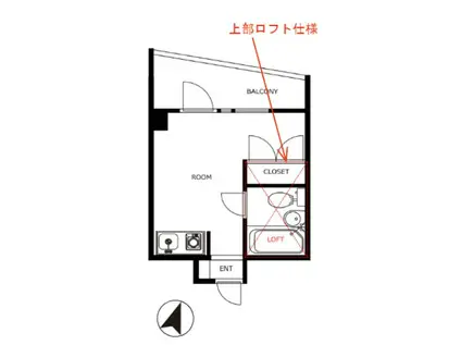 クラウディスプーン東伏見(ワンルーム/4階)の間取り写真