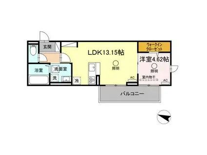 ビブロスポンテII(1LDK/2階)の間取り写真