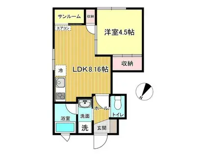 EPISODE C棟(1LDK/1階)の間取り写真