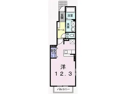 サウス WELL(ワンルーム/1階)の間取り写真