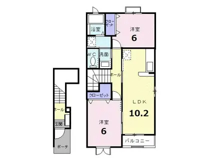 ネオウイングA(2LDK/2階)の間取り写真
