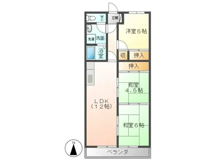 ウインズ山手(3LDK/3階)の間取り写真