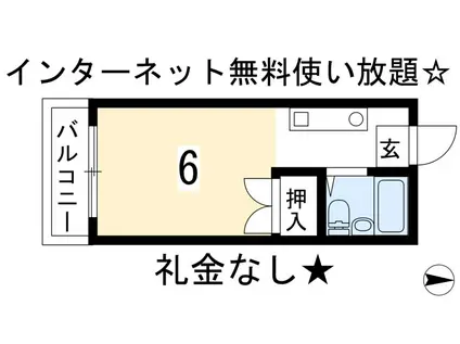 ウエストハイツ(1K/1階)の間取り写真