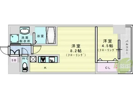 セノアタワー新大阪(1LDK/9階)の間取り写真