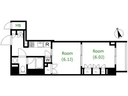 フィース水天宮前(1DK/4階)の間取り写真