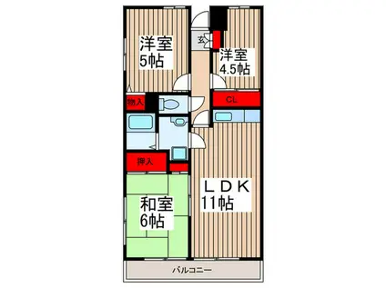 グランパレス榎本(3LDK/3階)の間取り写真