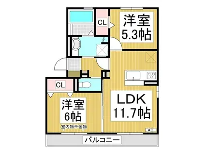 ノートル スウェ(2LDK/3階)の間取り写真