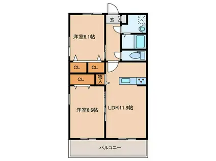 MDIブリサマリーナ花見が浜(2LDK/2階)の間取り写真