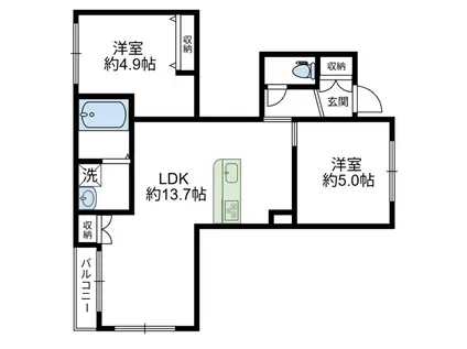 プログレス久が原(2LDK/1階)の間取り写真