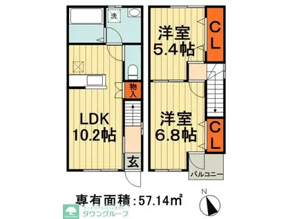 ハピネスあすみが丘東(2LDK/1階)の間取り写真