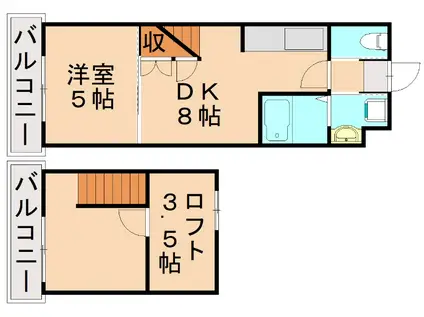フルール・ド・パリス(1SDK/9階)の間取り写真