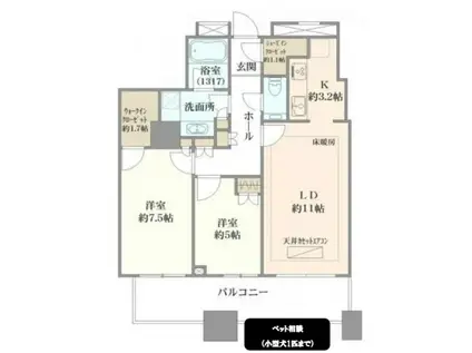 クレストプライムタワー芝(2LDK/30階)の間取り写真