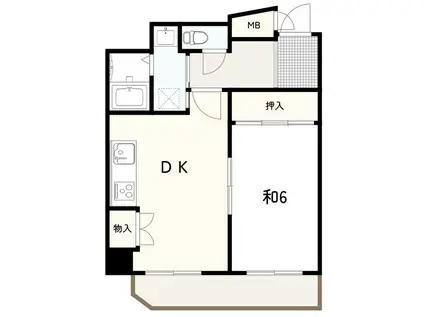 エフアール板宿(1DK/3階)の間取り写真