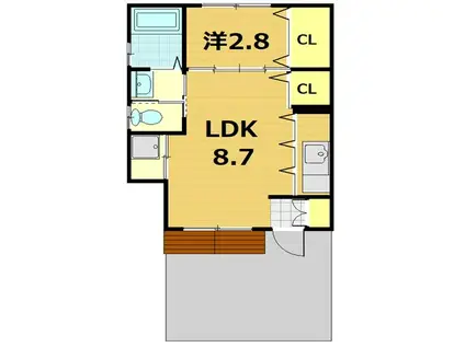 ハウスM(1LDK/1階)の間取り写真