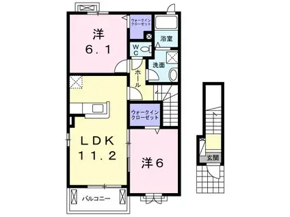 レジデンスB(2LDK/2階)の間取り写真