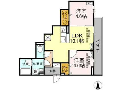 CHARM高倉(2LDK/2階)の間取り写真